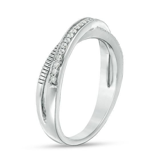 0.117 CT. T.W. Diamond Crossover Band in Sterling Silver 0.117 CT. T.W. Diamond Crossover Band in Sterling Silver