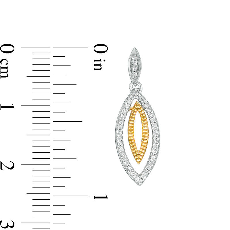 Main Image 2 of 0.23 CT. T.W. Diamond Double Marquise Drop Earrings in Sterling Silver and 10K Gold
