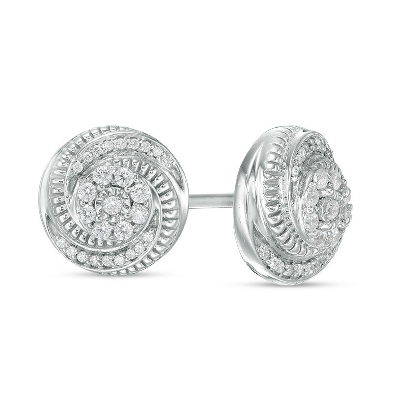 0.145 CT. T.W. Diamond Swirl Stud Earrings in 10K White Gold