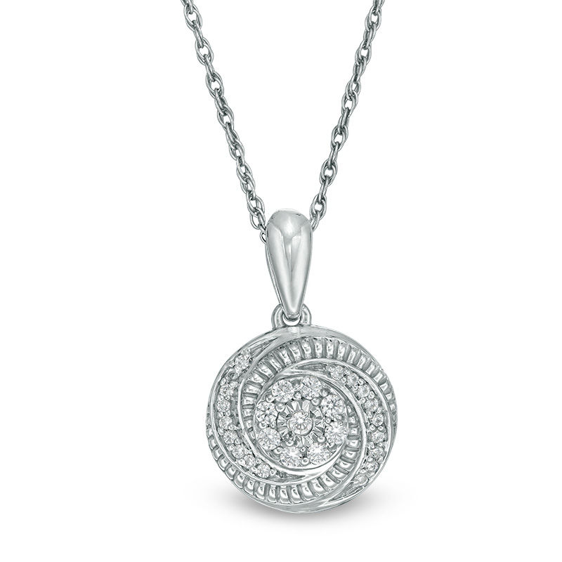 0.115 CT. T.W. Diamond Swirl Pendant in 10K White Gold|Peoples Jewellers