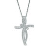 0.086 CT. T.W. Diamond Bypass Cross Pendant in Sterling Silver