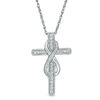 Thumbnail Image 1 of 0.085 CT. T.W. Diamond Infinity Cross Pendant in Sterling Silver