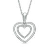 Thumbnail Image 0 of 0.115 CT. T.W. Diamond Ribbed Double Heart Pendant in Sterling Silver