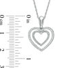 0.115 CT. T.W. Diamond Ribbed Double Heart Pendant in Sterling Silver