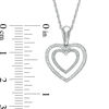 Thumbnail Image 1 of 0.115 CT. T.W. Diamond Ribbed Double Heart Pendant in Sterling Silver