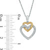 0.088 CT. T.W. Diamond Double Heart Pendant in Sterling Silver and 10K Gold