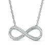 Thumbnail Image 1 of 0.04 CT. T.W. Diamond Sideways Infinity Necklace in Sterling Silver - 17.5"