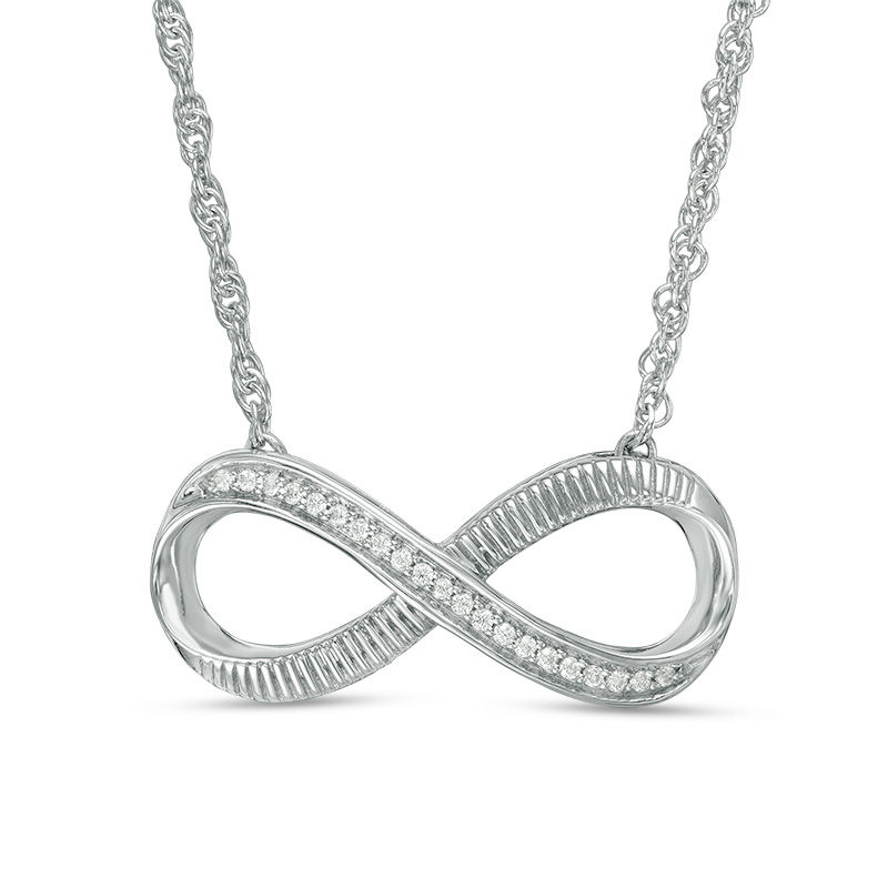 0.04 CT. T.W. Diamond Sideways Infinity Necklace in Sterling Silver - 17.5"|Peoples Jewellers