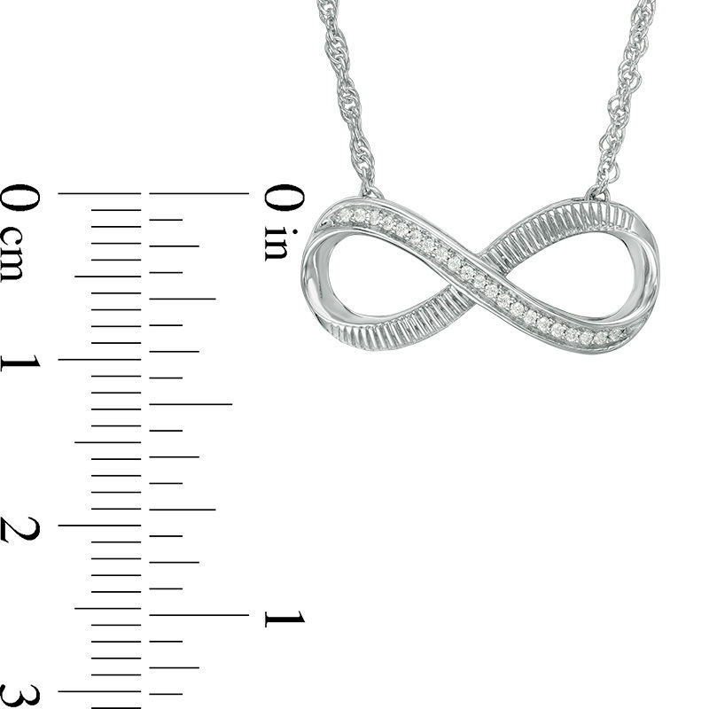 Main Image 2 of 0.04 CT. T.W. Diamond Sideways Infinity Necklace in Sterling Silver - 17.5"