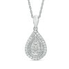 Thumbnail Image 1 of 0.23 CT. T.W. Composite  Diamond Teardrop Frame Pendant in Sterling Silver