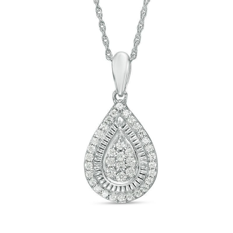 0.23 CT. T.W. Composite  Diamond Teardrop Frame Pendant in Sterling Silver