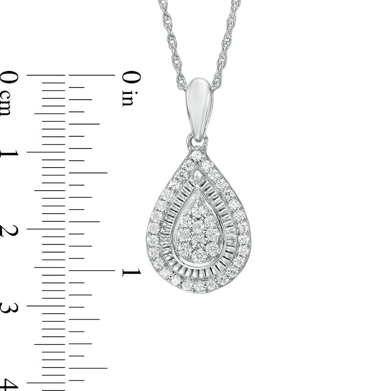 0.23 CT. T.W. Composite  Diamond Teardrop Frame Pendant in Sterling Silver
