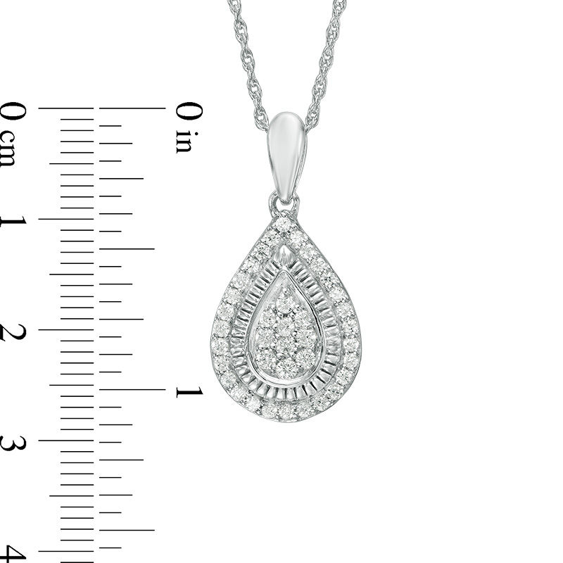 Main Image 2 of 0.23 CT. T.W. Composite  Diamond Teardrop Frame Pendant in Sterling Silver