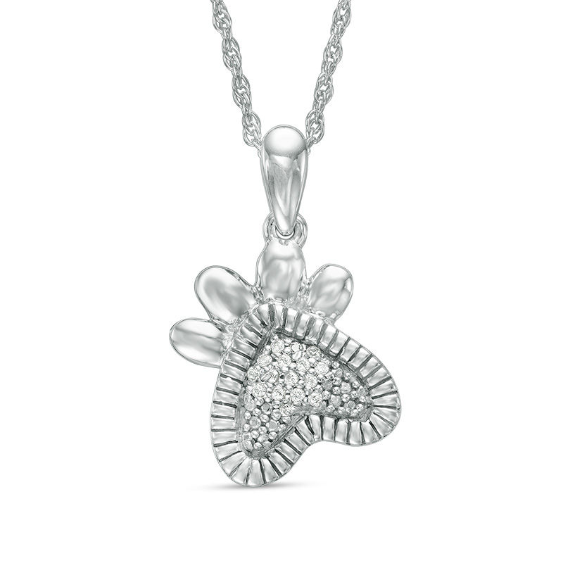 0.04 CT. T.W. Diamond  Dog Paw Print Pendant in Sterling Silver|Peoples Jewellers