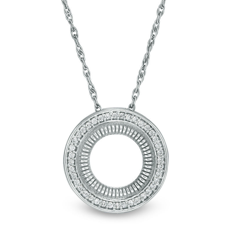 0.088 CT. T.W. Diamond Double Circle Pendant in Sterling Silver