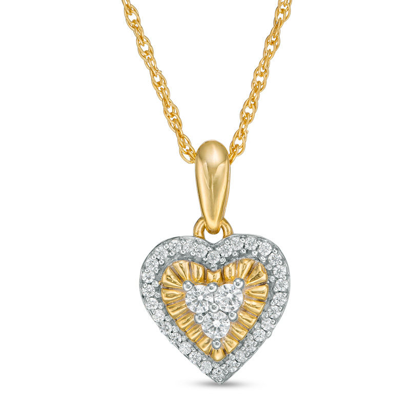 0.147 CT. T.W. Diamond Heart Frame Pendant in 10K Gold