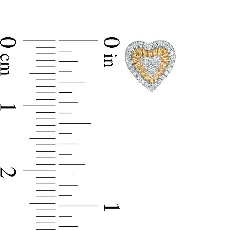 Main Image 2 of 0.146 CT. T.W. Diamond Heart Frame Stud Earrings in 10K Gold