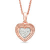 0.066 CT. T.W. Composite Diamond Textured Heart Pendant in 10K Rose Gold