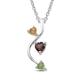 Mother's Heart-Shaped Birthstone Arrow Pendant (3 Stones)