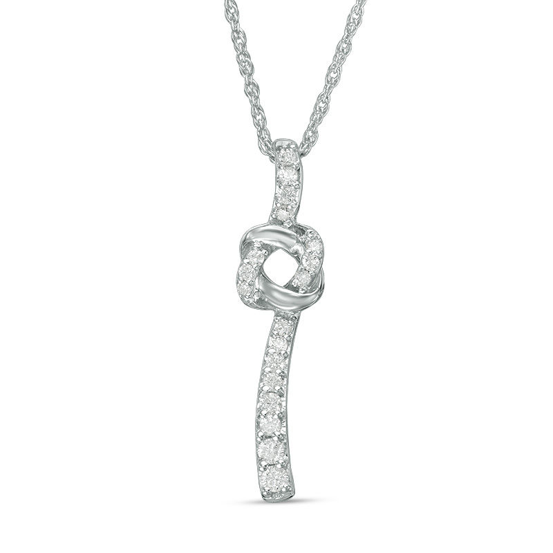 0.145 CT. T.W. Diamond Love Knot Pendant in Sterling Silver|Peoples Jewellers