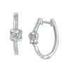 Thumbnail Image 1 of 0.145 CT. T.W. Diamond Love Knot Hoop Earrings in Sterling Silver