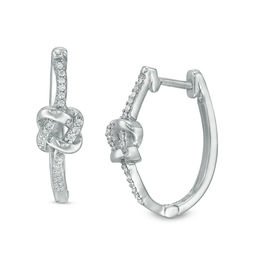 0.145 CT. T.W. Diamond Love Knot Hoop Earrings in Sterling Silver