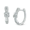 Thumbnail Image 1 of 0.145 CT. T.W. Diamond Love Knot Hoop Earrings in Sterling Silver