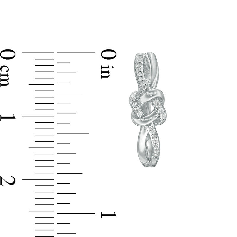 Main Image 2 of 0.145 CT. T.W. Diamond Love Knot Hoop Earrings in Sterling Silver