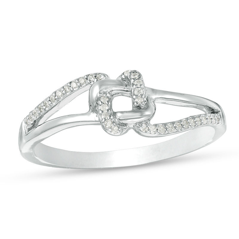 0.085 CT. T.W. Diamond Love Knot Ring in Sterling Silver|Peoples Jewellers