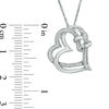 0.086 CT. T.W. Diamond Love Knot Double Tilted Heart Pendant in Sterling Silver