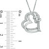 Thumbnail Image 2 of 0.086 CT. T.W. Diamond Love Knot Double Tilted Heart Pendant in Sterling Silver