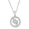 0.116 CT. T.W. Diamond Love Knot Swirl Circle Pendant in Sterling Silver