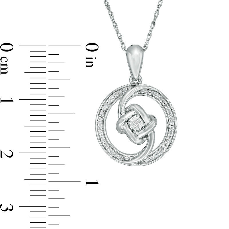 0.116 CT. T.W. Diamond Love Knot Swirl Circle Pendant in Sterling Silver