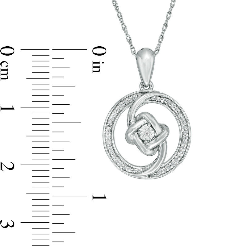 0.116 CT. T.W. Diamond Love Knot Swirl Circle Pendant in Sterling Silver Peoples Jewellers