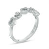 Thumbnail Image 1 of 0.065 CT. T.W. Diamond Alternating Love Knot and Hearts Ring in Sterling Silver