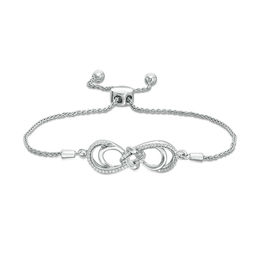 0.18 CT. T.W. Diamond Love Knot Double Infinity Bolo Bracelet in Sterling Silver - 9.5&quot;