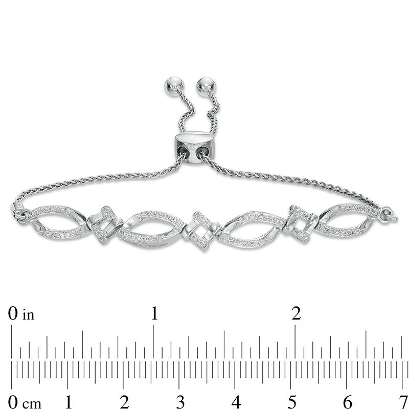 0.145 CT. T.W. Diamond Love Knot Bolo Bracelet in Sterling Silver - 9.5"