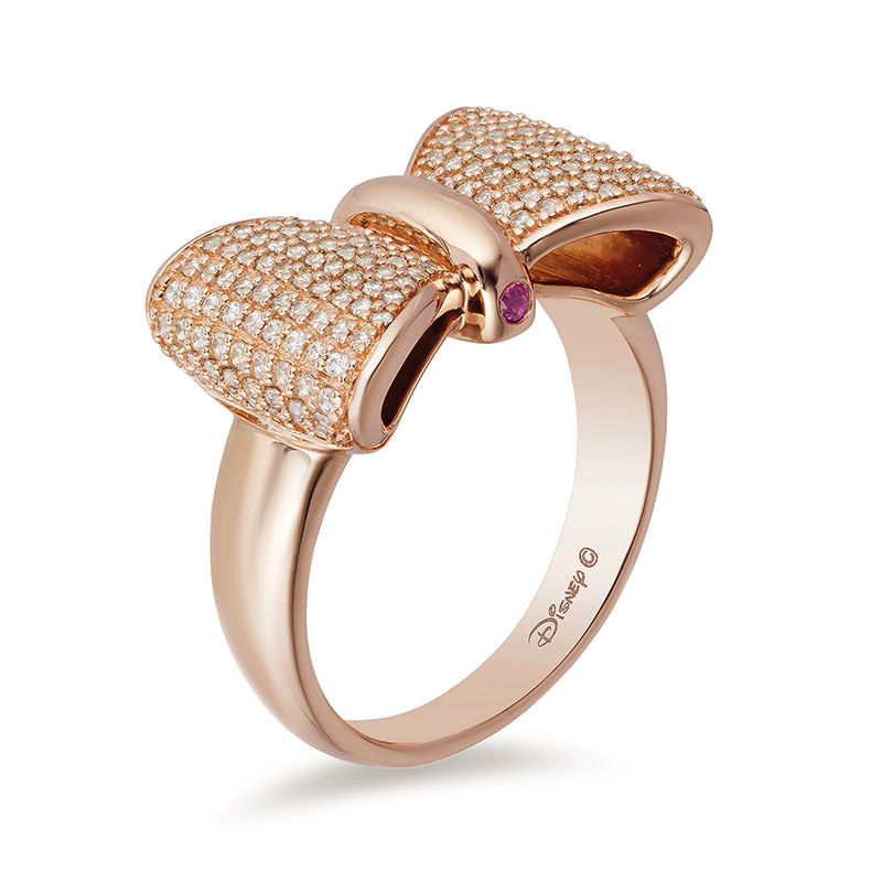 Special Edition Enchanted Disney Snow White 0.50 CT. T.W. Diamond and Ruby Bow Ring in 10K Rose Gold