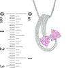 Thumbnail Image 1 of 6.0mm Heart-Shaped Lab-Created Pink Sapphire and Diamond Accent Double Swirl Pendant in Sterling Silver