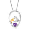 Thumbnail Image 0 of 5.0mm Heart-Shaped Amethyst Open Framed Motherly Love Pendant in Sterling Silver and 14K Gold