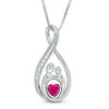 5.0mm Heart-Shaped Lab-Created Ruby and White Sapphire Infinity Motherly Love Pendant in Sterling Silver