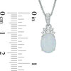 Thumbnail Image 2 of Oval Lab-Created Opal and White Sapphire Vintage-Style Drop Pendant in Sterling Silver