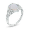 Thumbnail Image 1 of Pear-Shaped Lab-Created Opal and White Sapphire Split Shank Bypass Frame Ring in Sterling Silver
