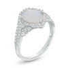 Pear-Shaped Lab-Created Opal and White Sapphire Split Shank Bypass Frame Ring in Sterling Silver