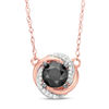 1.04 CT. T.W. Enhanced Black and White Diamond Swirl Necklace in 10K Rose Gold - 17"