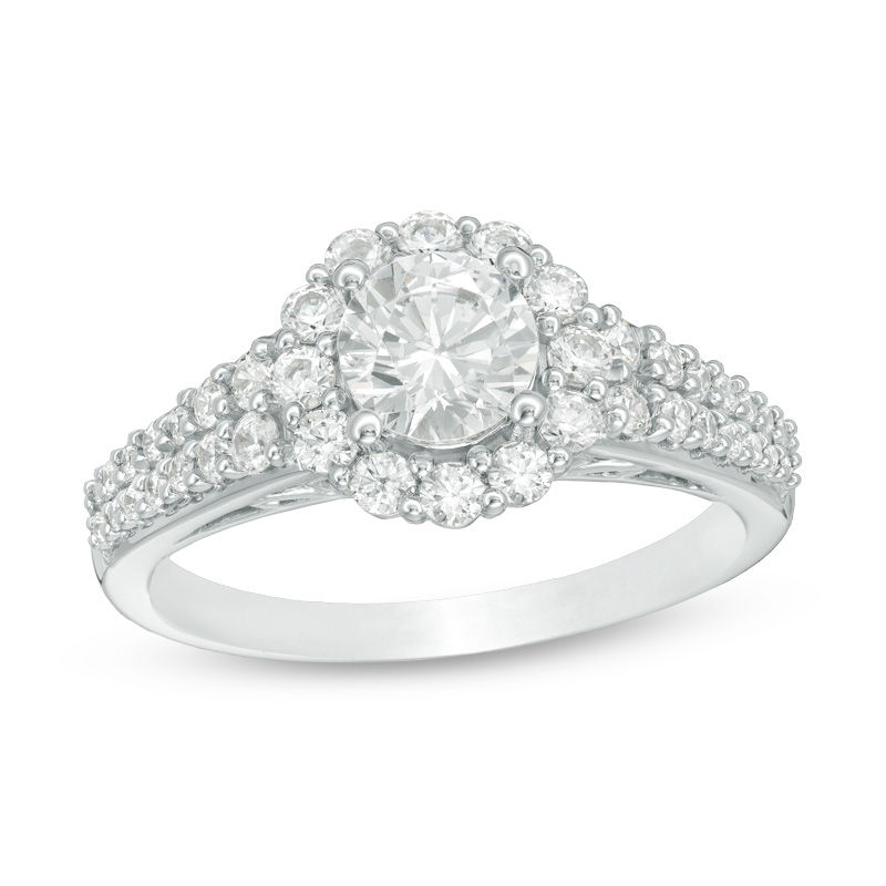 Celebration Ideal 1.38 CT. T.W. Diamond Frame Engagement Ring in 14K White Gold (I/I1)