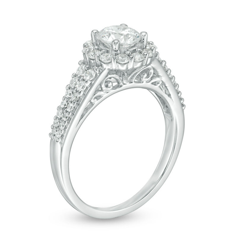 Celebration Ideal 1.38 CT. T.W. Diamond Frame Engagement Ring in 14K White Gold (I/I1)