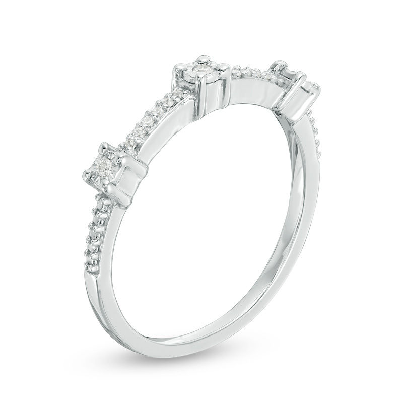 Main Image 2 of 0.04 CT. T.W. Diamond Three Stone Station Band in Sterling Silver