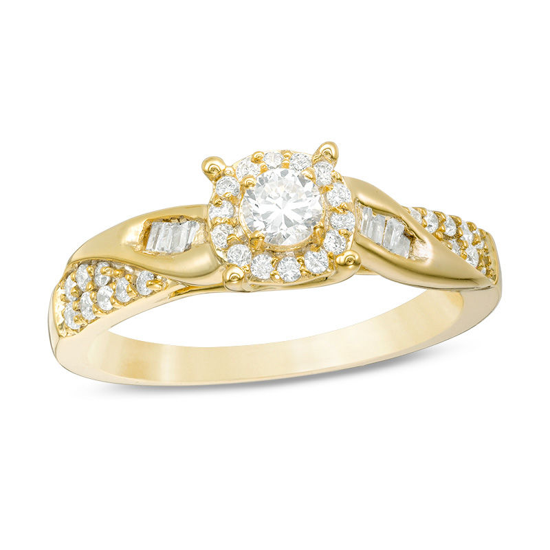 0.45 CT. T.W. Diamond Frame Twist Engagement Ring in 10K Gold|Peoples Jewellers