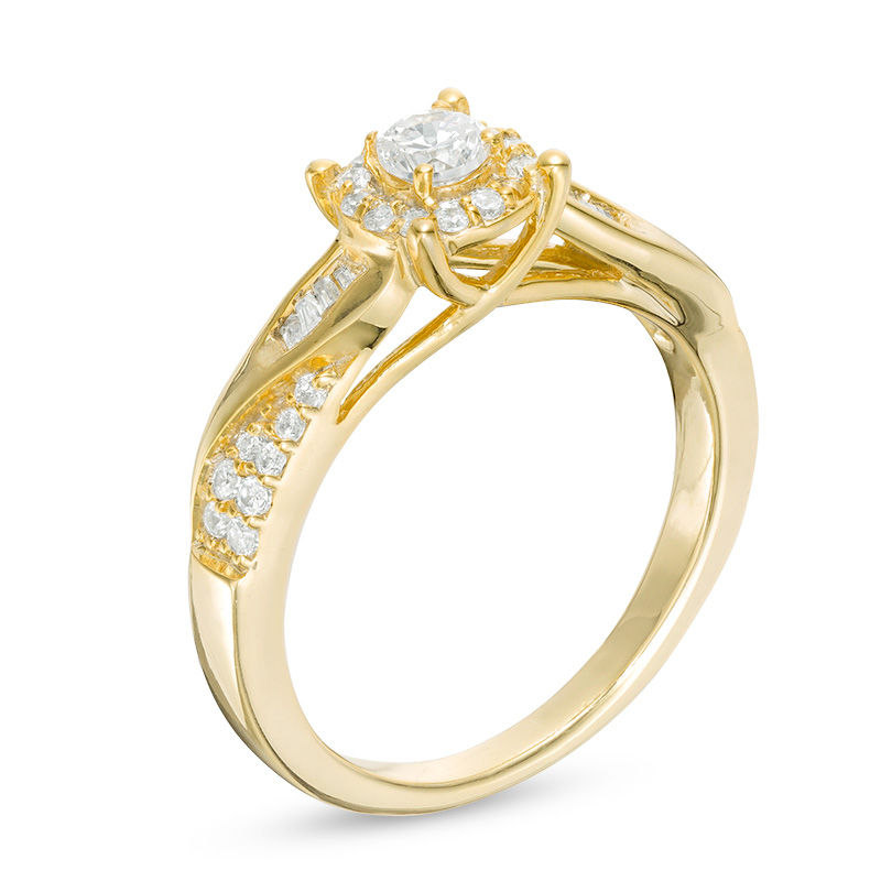 0.45 CT. T.W. Diamond Frame Twist Engagement Ring in 10K Gold